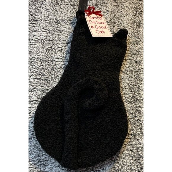 Black Cat Shaped Christmas Stocking Santa I've been a Good Cat NEW‎ 19 Inch - Picture 1 of 3